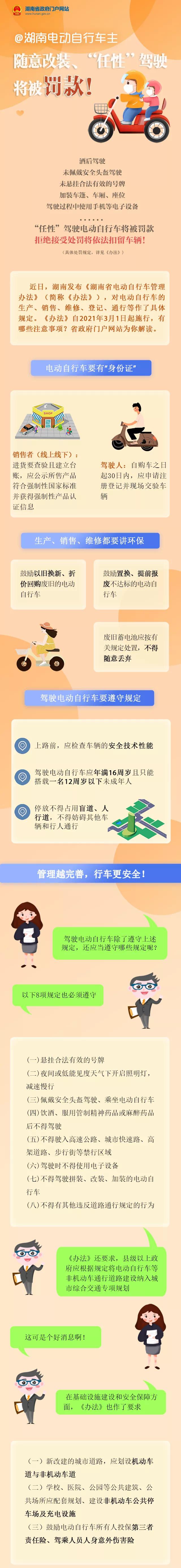 3月1日起正式施行！《湖南省電動自行車管理辦法》全文來了！電動自行車管理辦法》